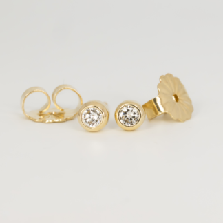 Bezel-set Diamond Ear Studs in 14K Yellow Gold