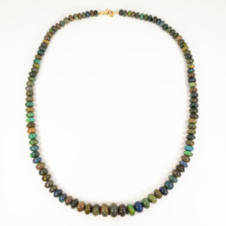 Necklace Opal Black Smooth Rondel Graduated 5-8mm 14KY Lobster Clasp